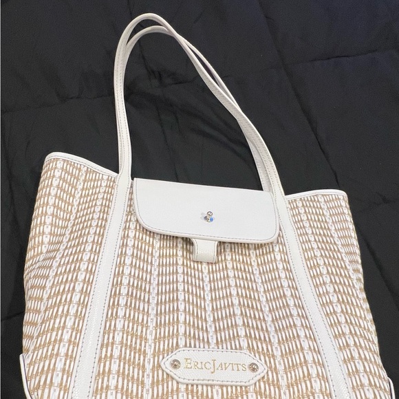 Eric Javits White and Brown Woven Tote - Picture 10 of 13